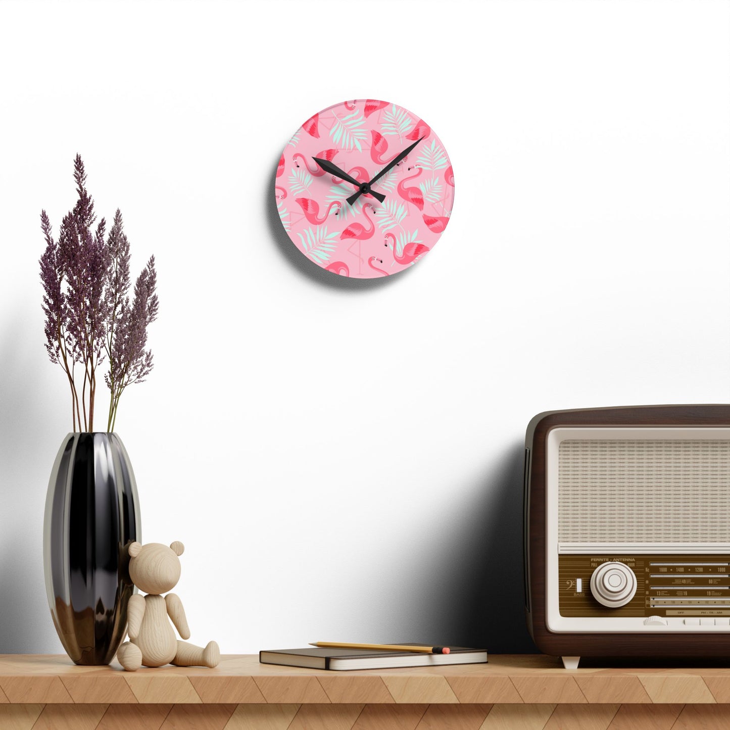 Copy of Acrylic Wall Clock, Rainbow Fronds