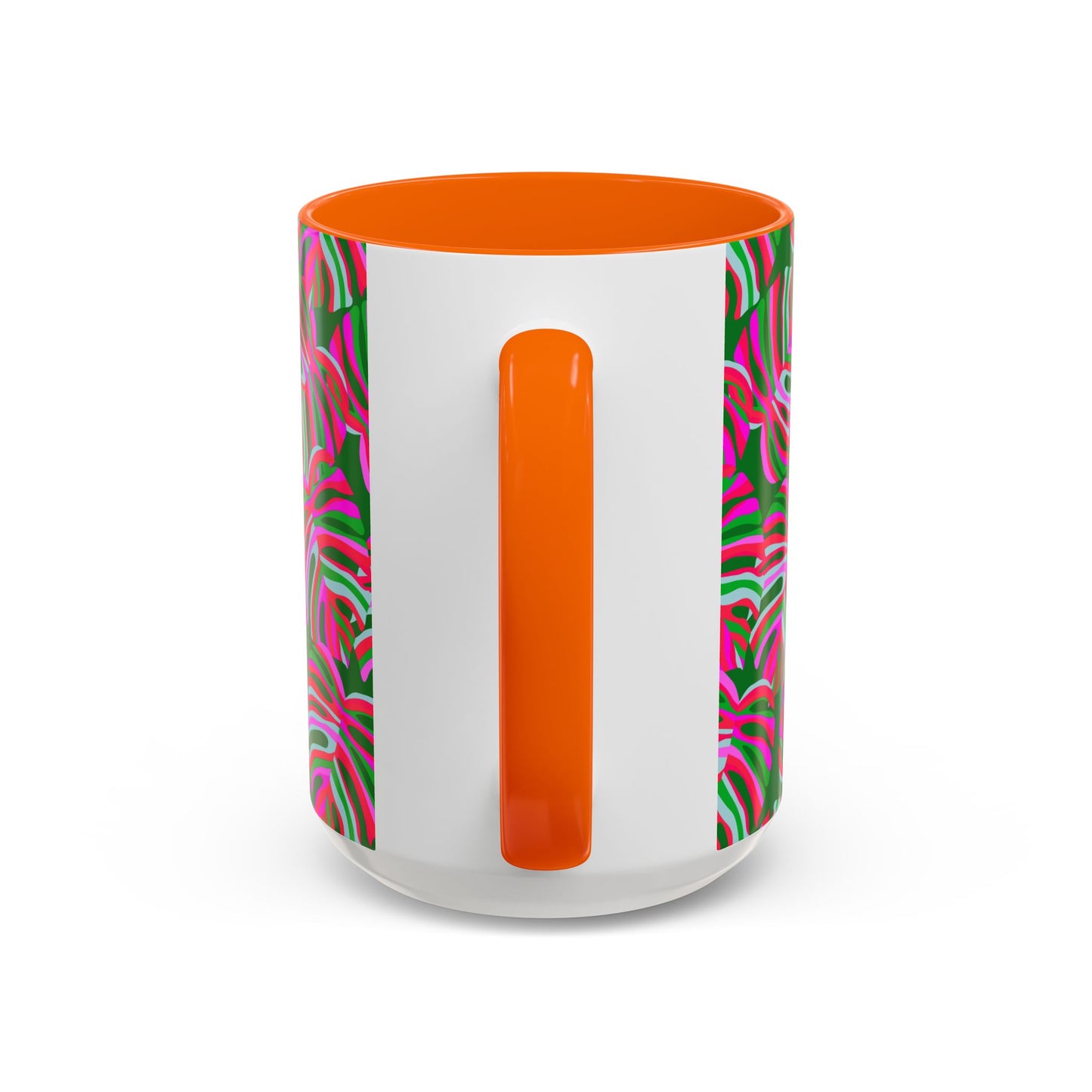 Accent Coffee Mug (11, 15oz), Monstera Pink Pop / Various Colors