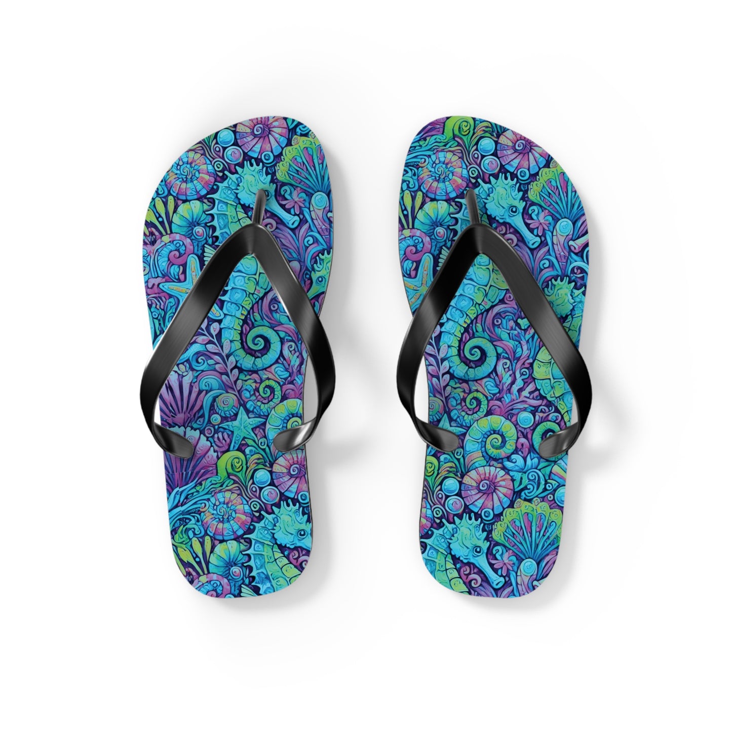Flip Flops - Seahorses/Turquoise Pop