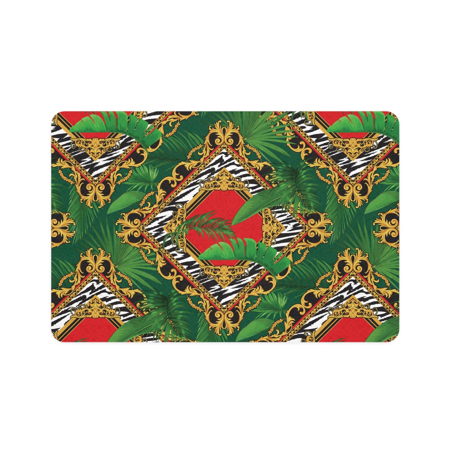 Pet Food Mat (12x18) - Jungle Luxe Red