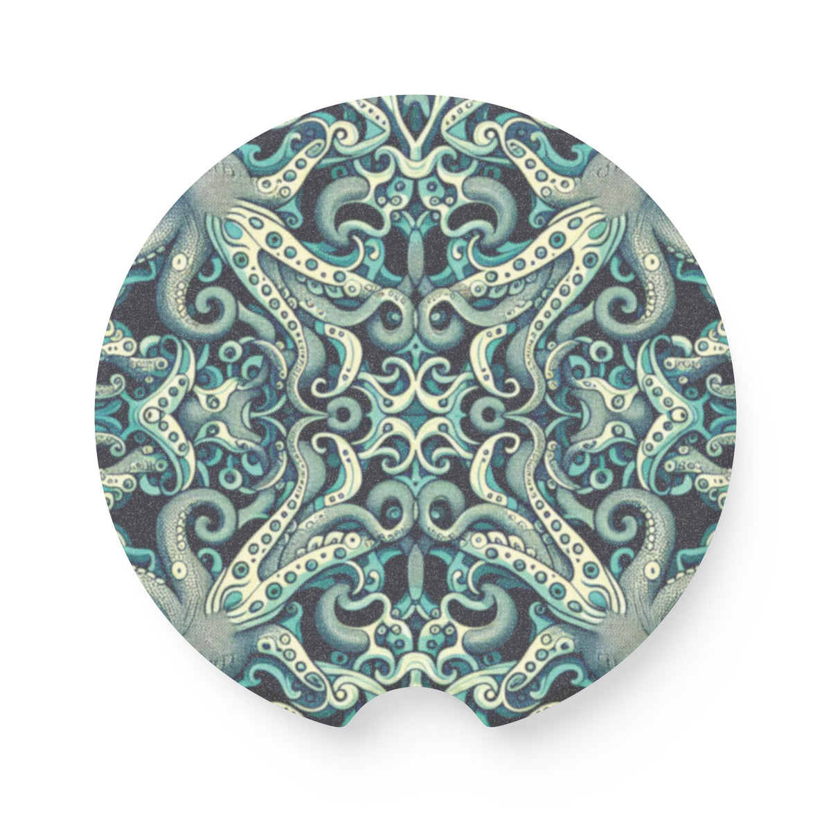 Soapstone Car Coaster - Twisted Aqua Octopus