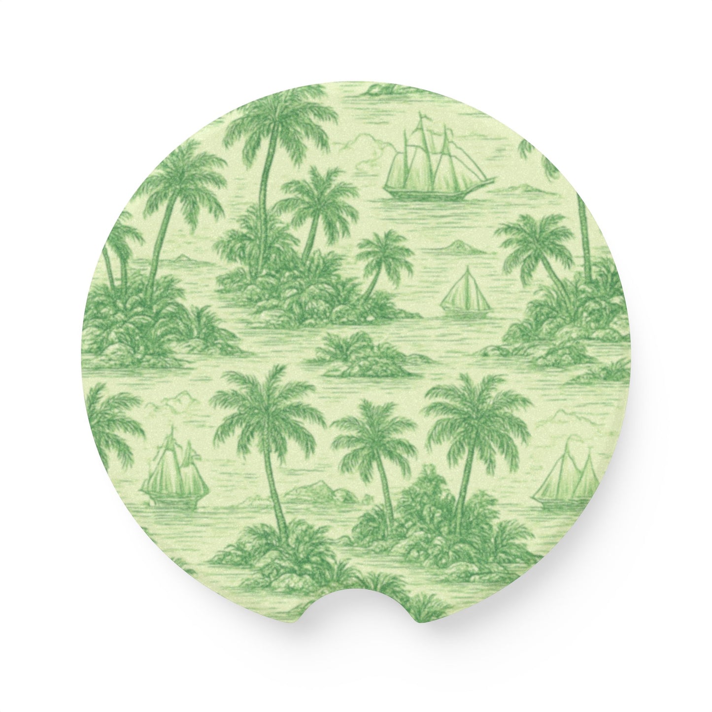 Soapstone Car Coaster - Faraway Toile/Green