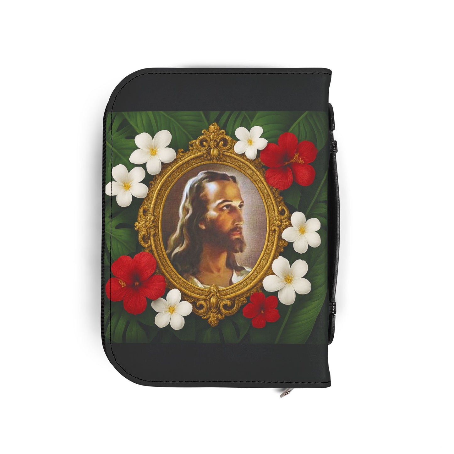 Tropical Jesus Bible Cover, Black / Floral Bible Cover Protector, Church Accessories