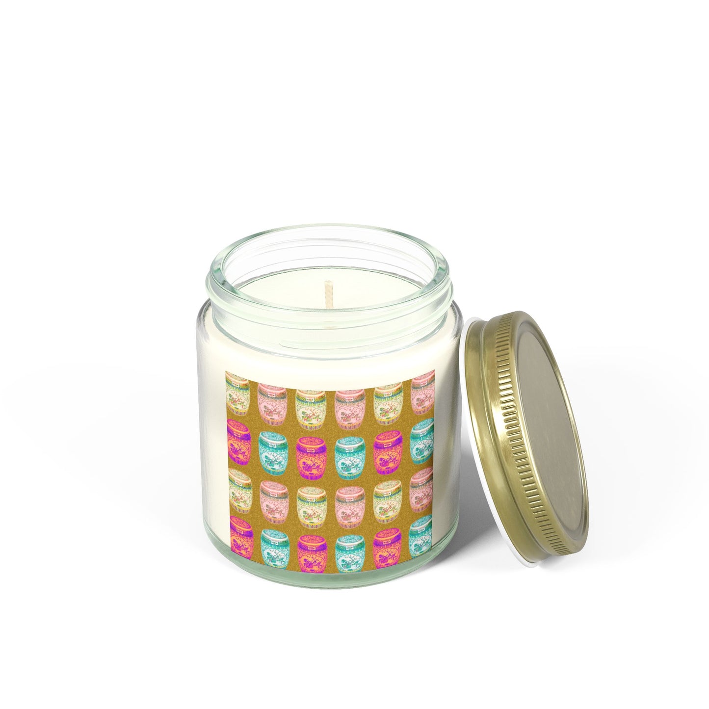 Scented Candles, Coconut Apricot Wax (4oz, 9oz) - Pop Art Porcelain Stools, Repeat Gold