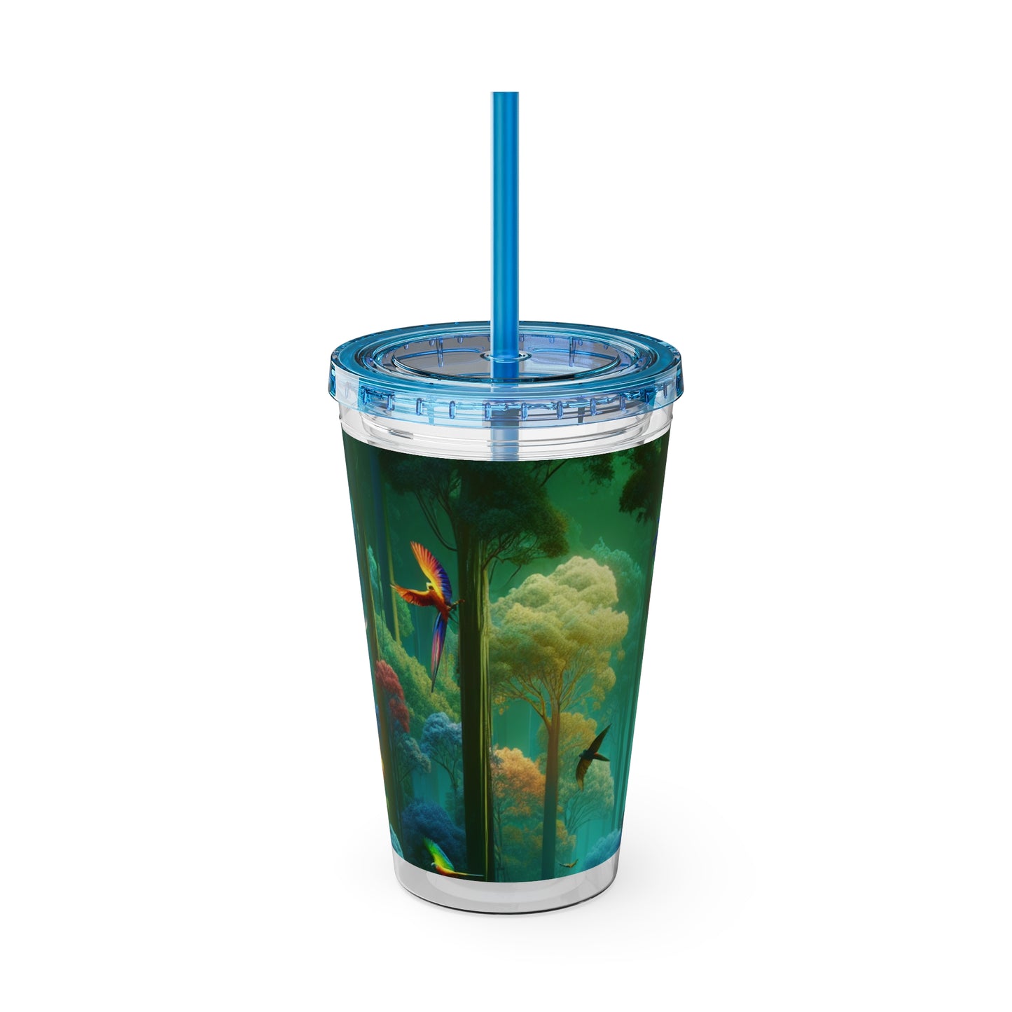 Tropical Tumbler with Straw | 16oz Colorful Travel Cup / Flight School