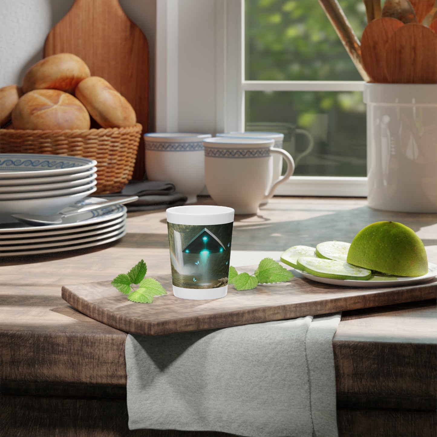 Shot Glass - UFO and Waterfall