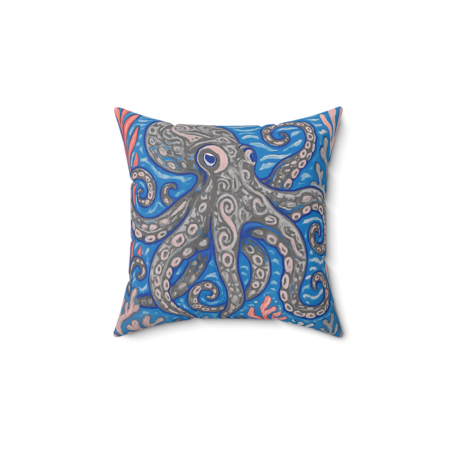 Decorative Pillow - Accent Cushion, 4 Sizes / Octopus Kraken Joe, Slate