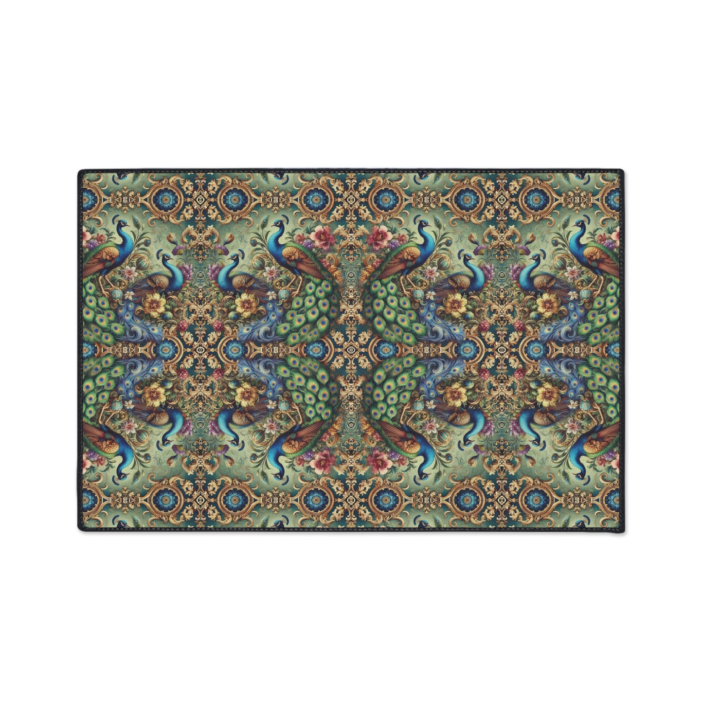 Heavy Duty Floor Mat, 5 Sizes – Tropical Area Rug for Home Décor / Kaleido Peacock Royals