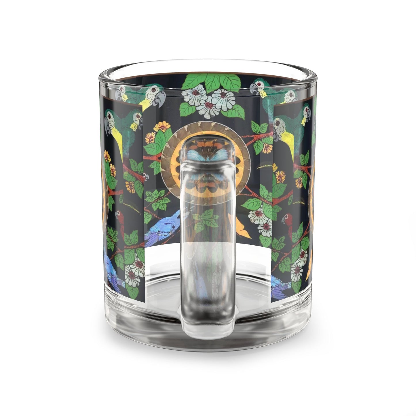Tropical Glass Mug - 10oz Coffee Cup / Photo: Brazilian Butterfly Wing Art