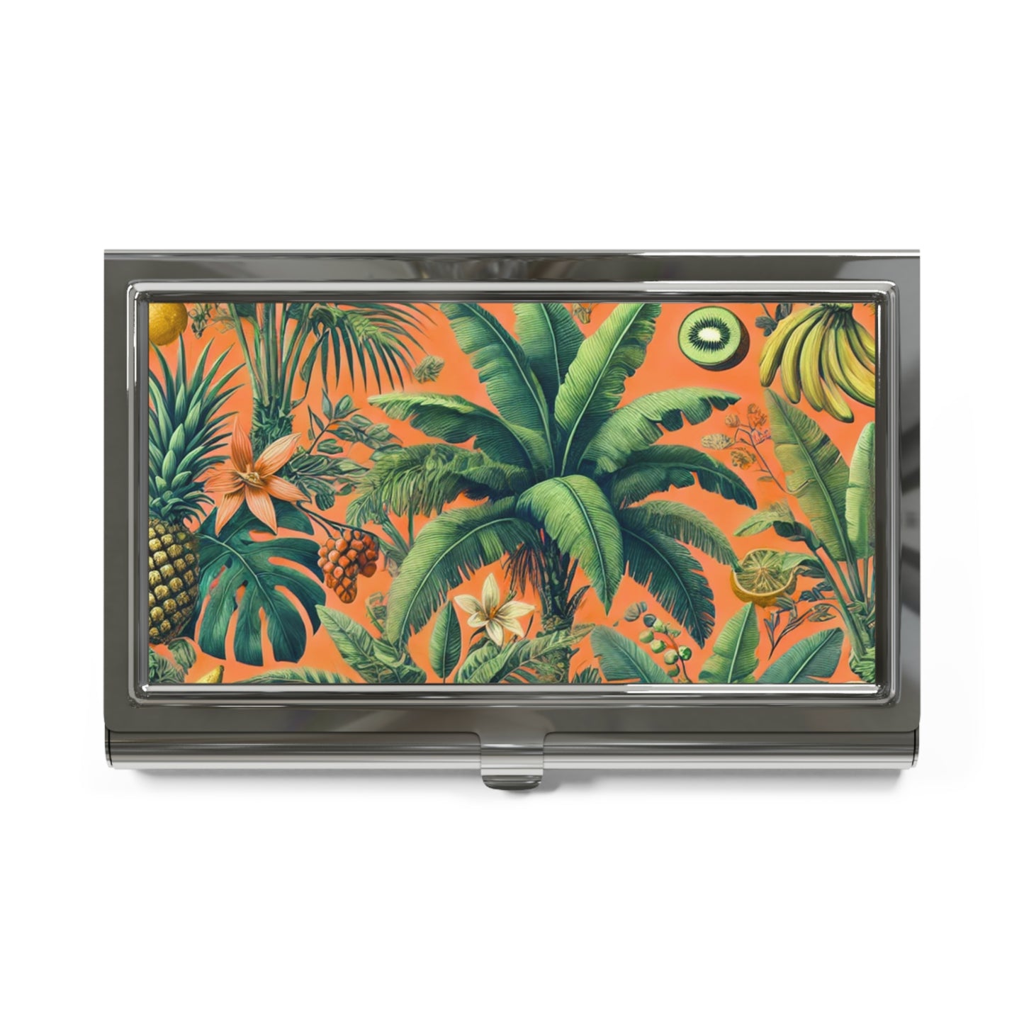 Business Card Holder/Case - Palms and Tropical Fruit, Orange