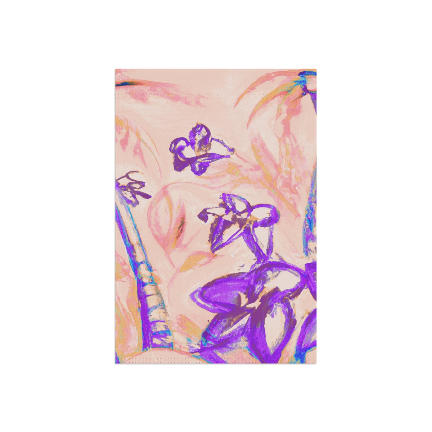 Tropical Garden Flag  - Perfect for Outdoor Decor / Tropical Doodles, Peach