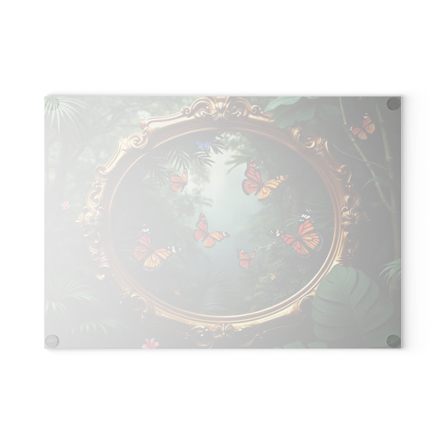 Glass Cutting Board, 2 sizes - Framed Monarch Gathering