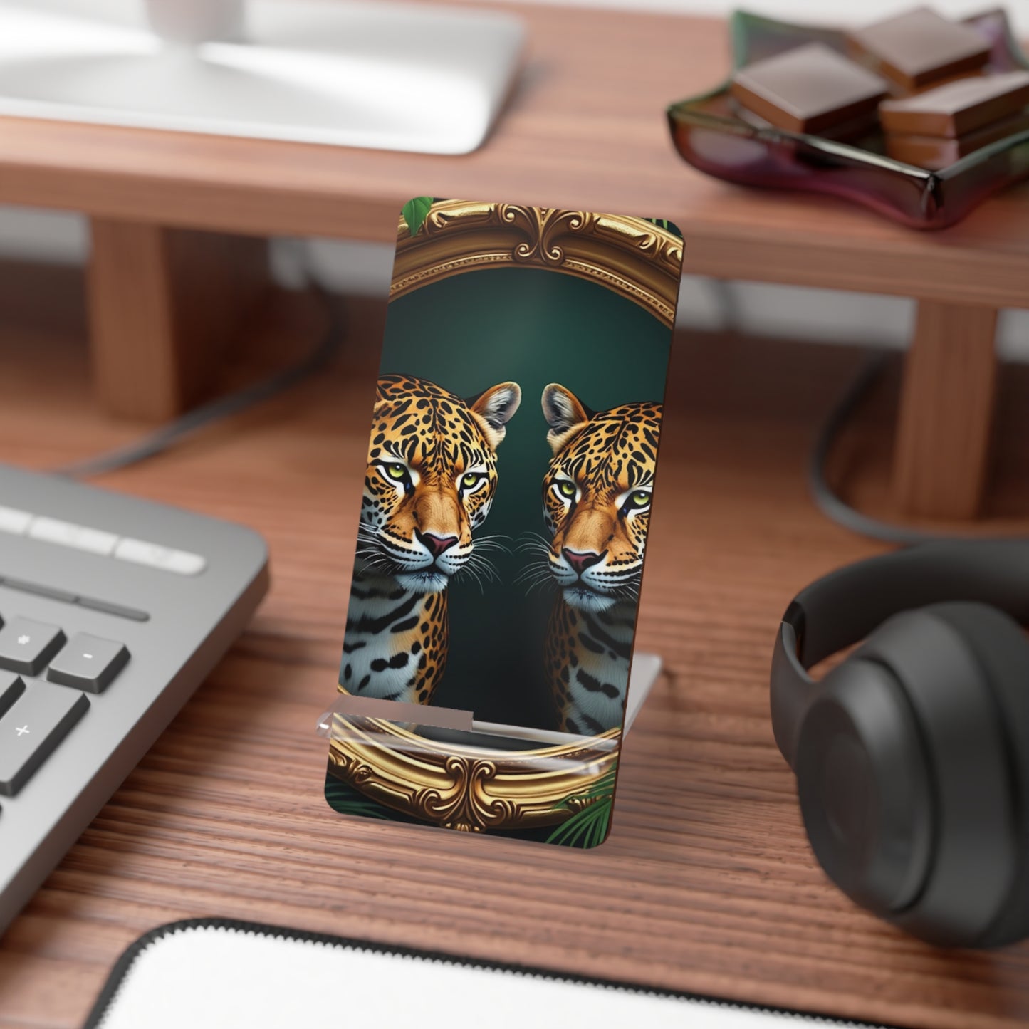 Mobile Display Stand for Smartphones, Framed Jaguars