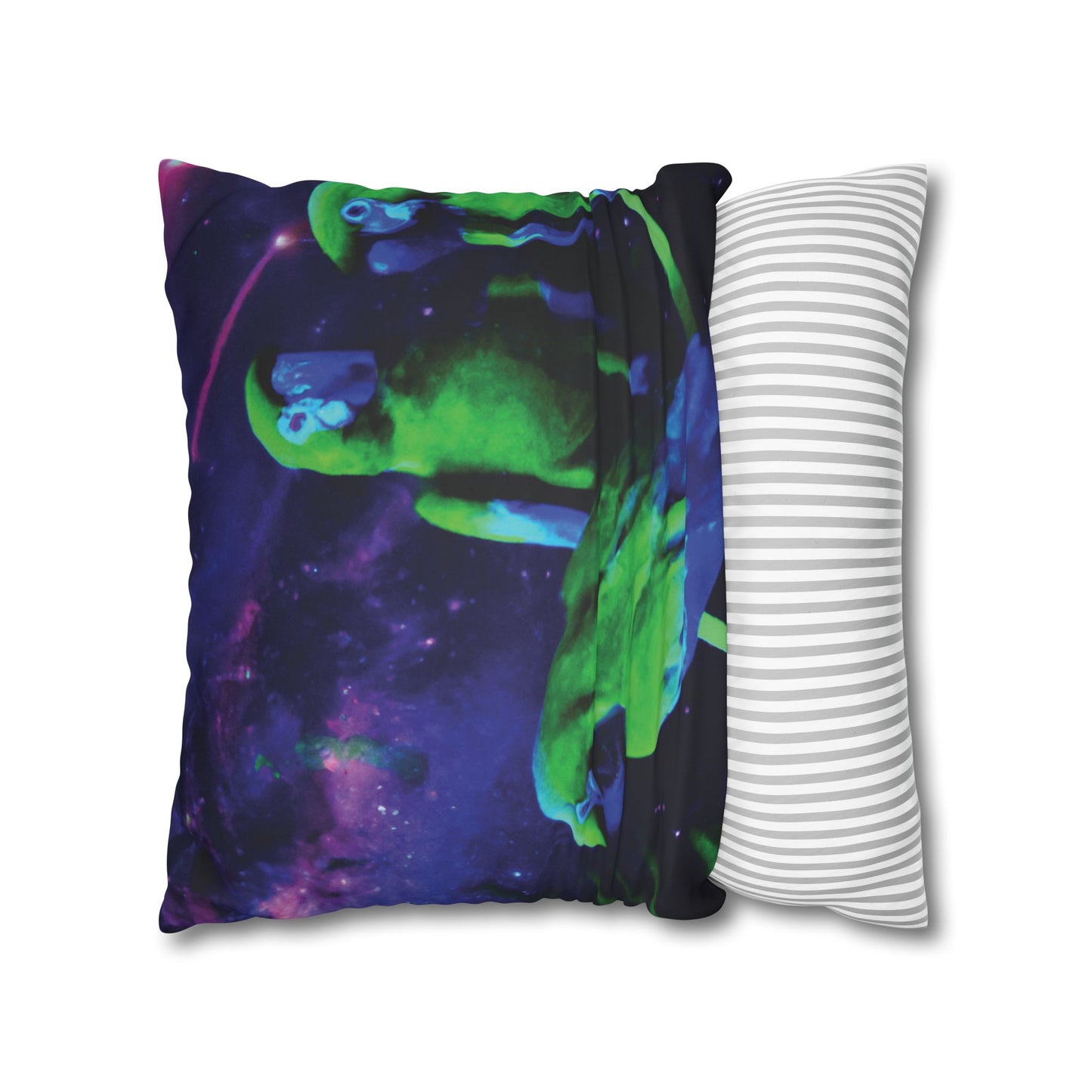 Faux Suede Square Pillowcase - Neon Parrots at Night