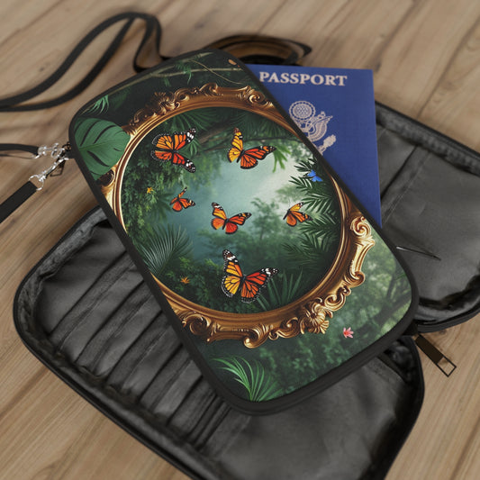 Passport Wallet – Perfect for Travelers & Adventurers / Framed Monarch Gathering