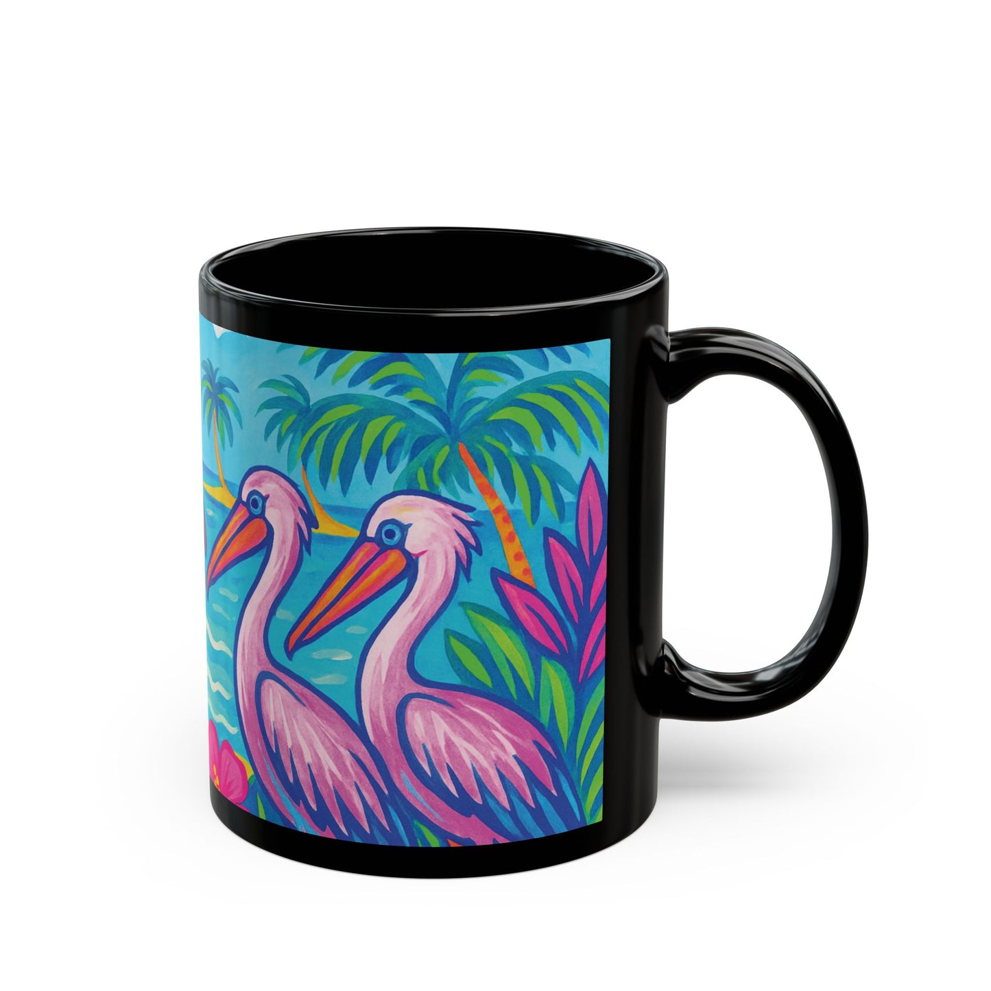 Black Coffee Mug - Beach Pelican Party