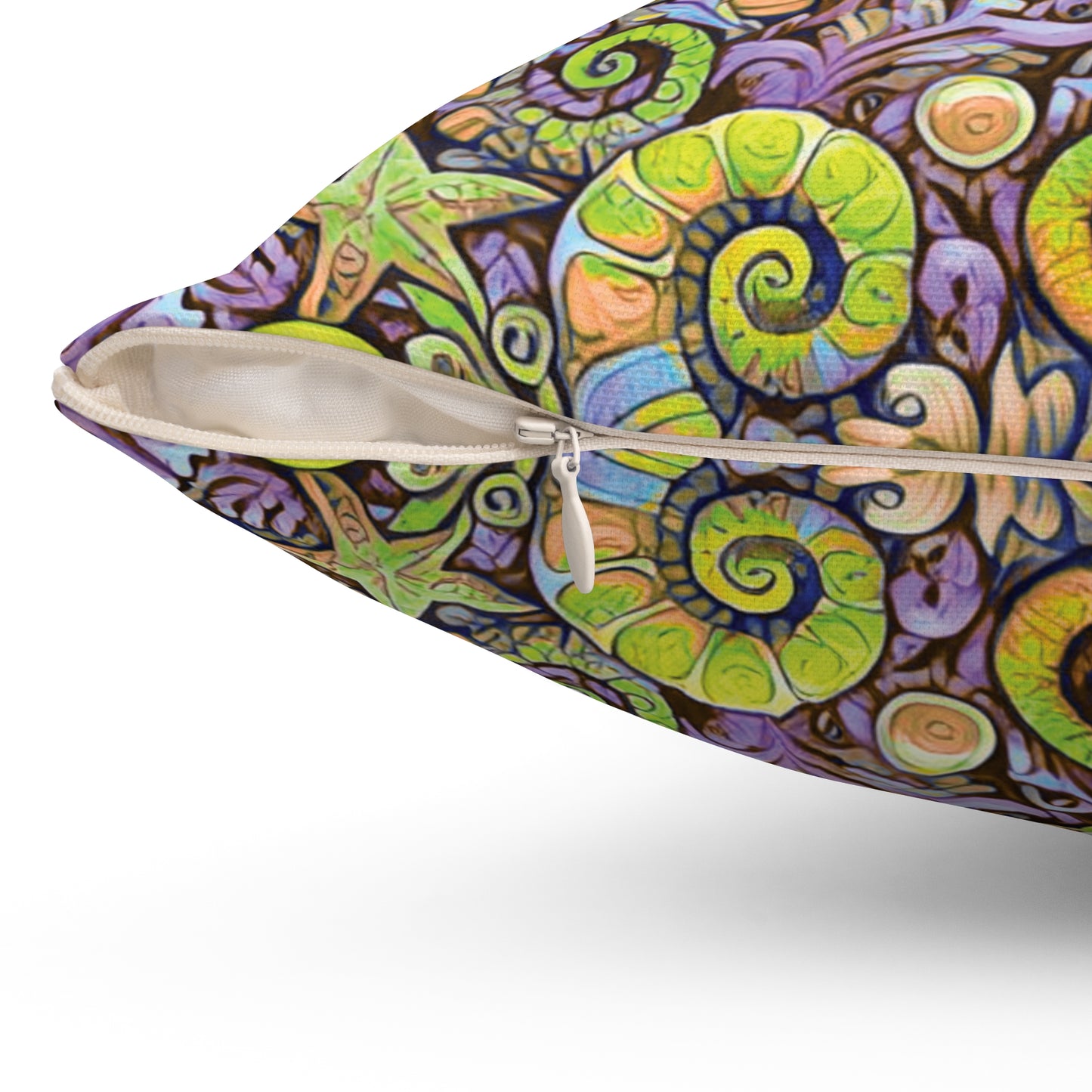 Decorative Pillow - Accent Cushion, 4 Sizes / Seahorse Trio, Yellow and Purple