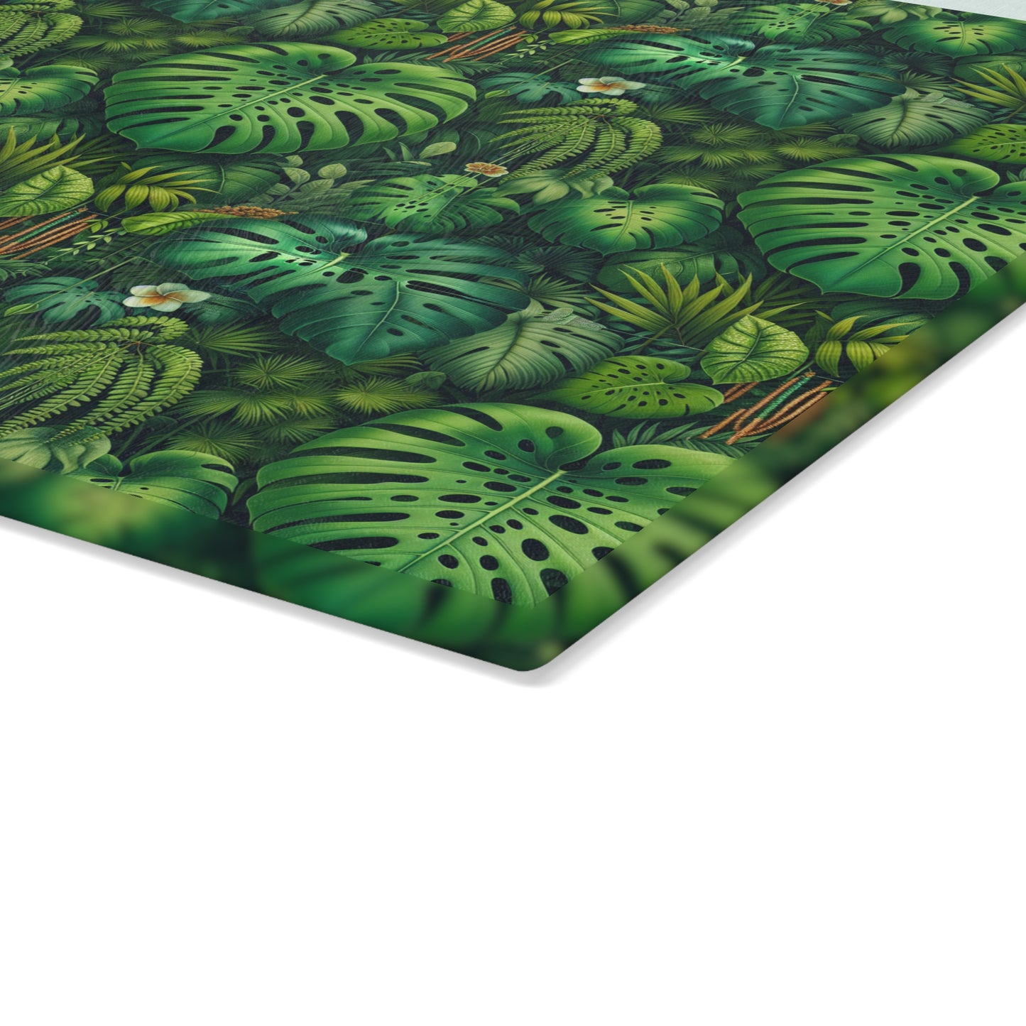Glass Cutting Board, 2 sizes - Rainforest Greenery