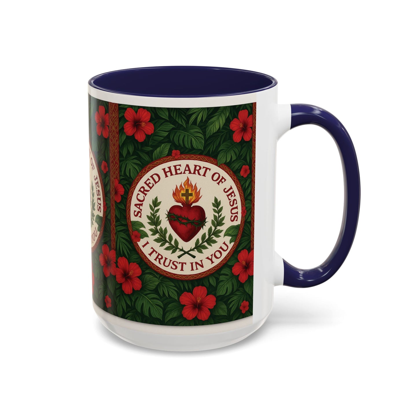 Religious Accent Color Coffee Mug (11, 15oz) / Sacred Heart of Jesus Prayer, Various Colors