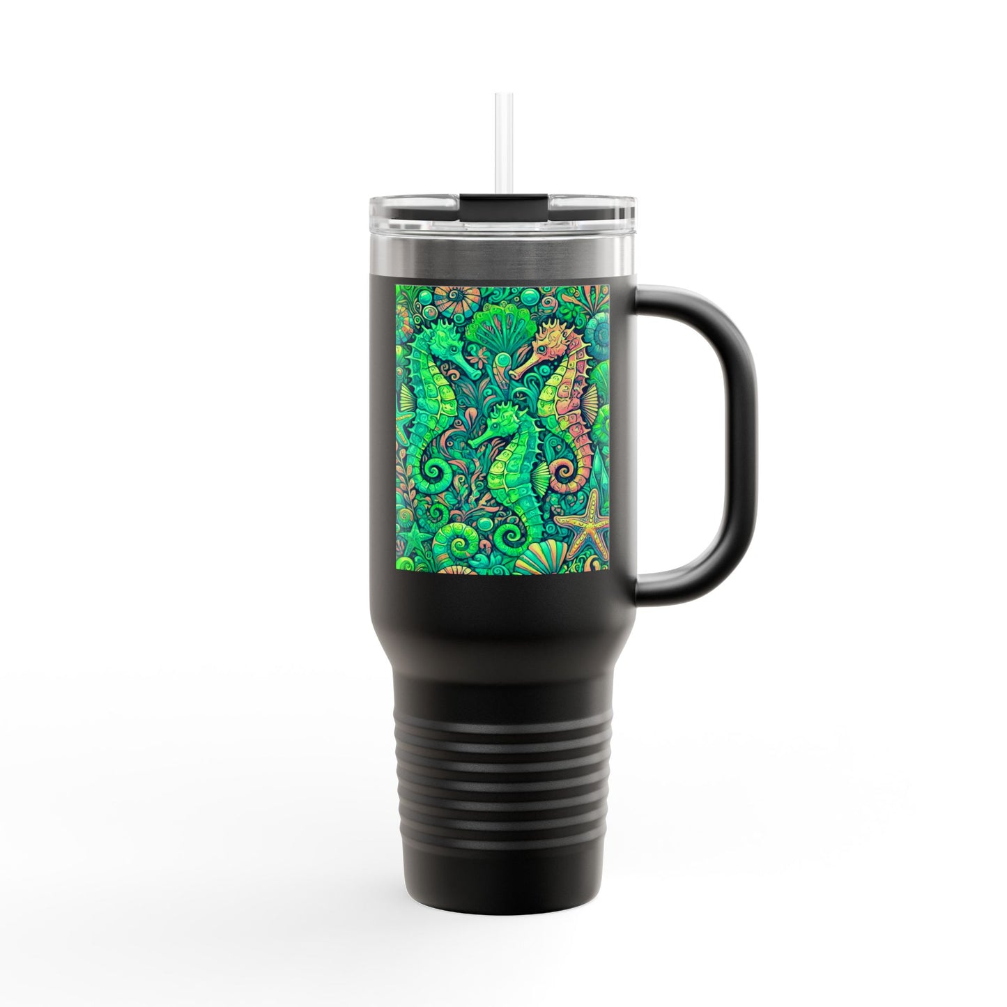 Seahorses Lime Insulated Travel Mug - 40oz - Perfect for Outdoor Adventures