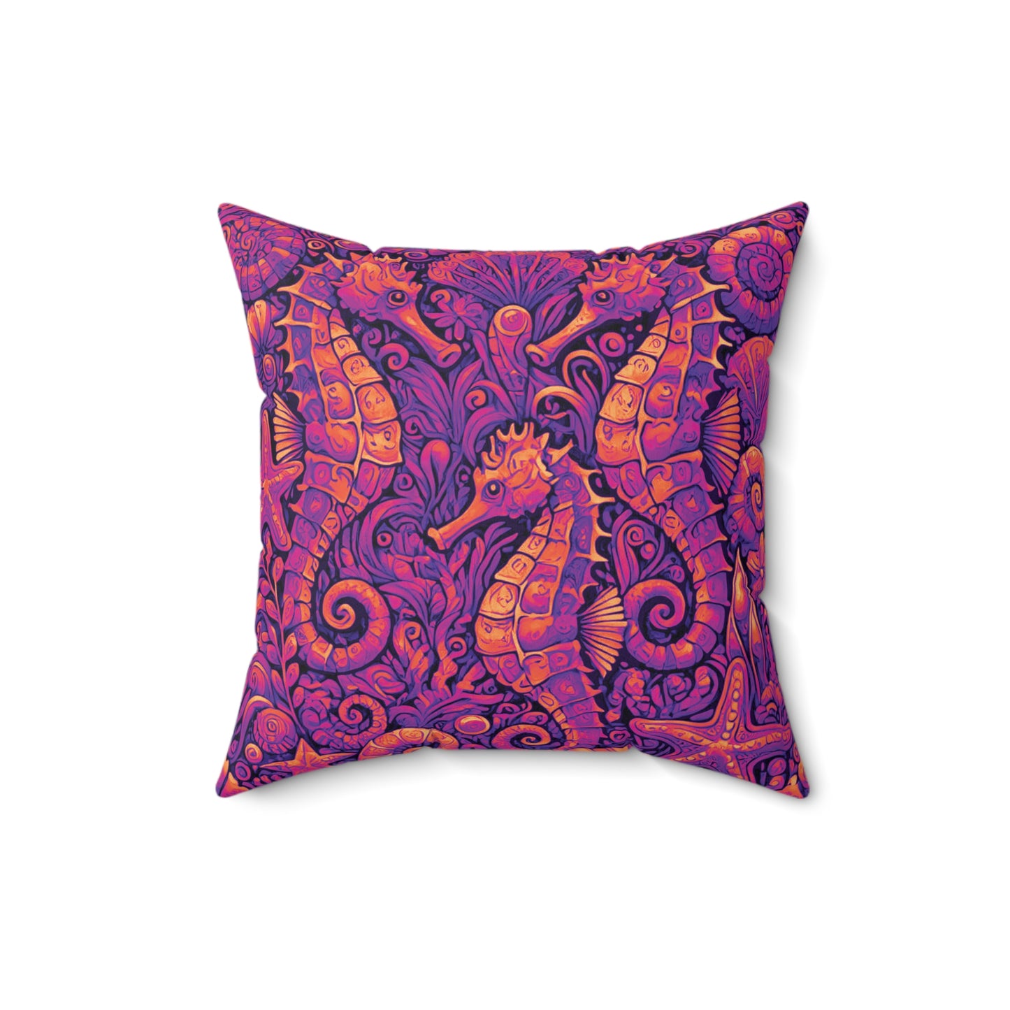 Decorative Pillow - Accent Cushion, 4 Sizes / Seahorse Trio, Pop