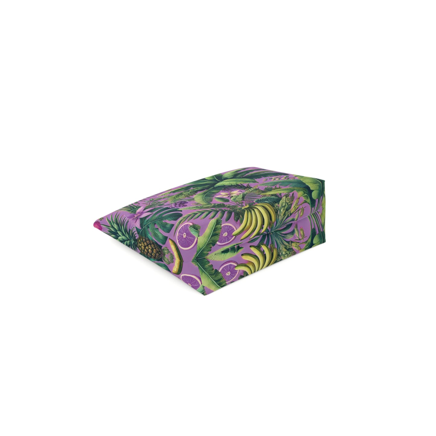 Tropical Cotton Cosmetic Bag - Makeup Pouch, 5 Sizes / More Tropical Fruit, Deep Lilac