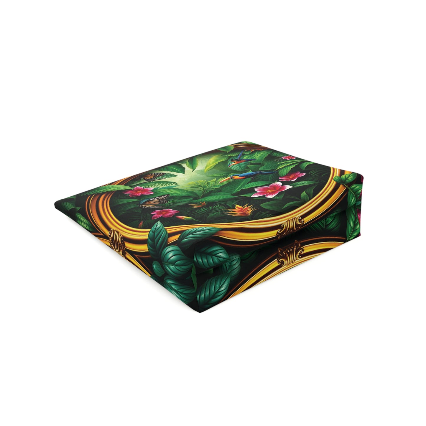 Tropical Cotton Cosmetic Bag - Makeup Pouch, 5 Sizes / Framed Rainforest