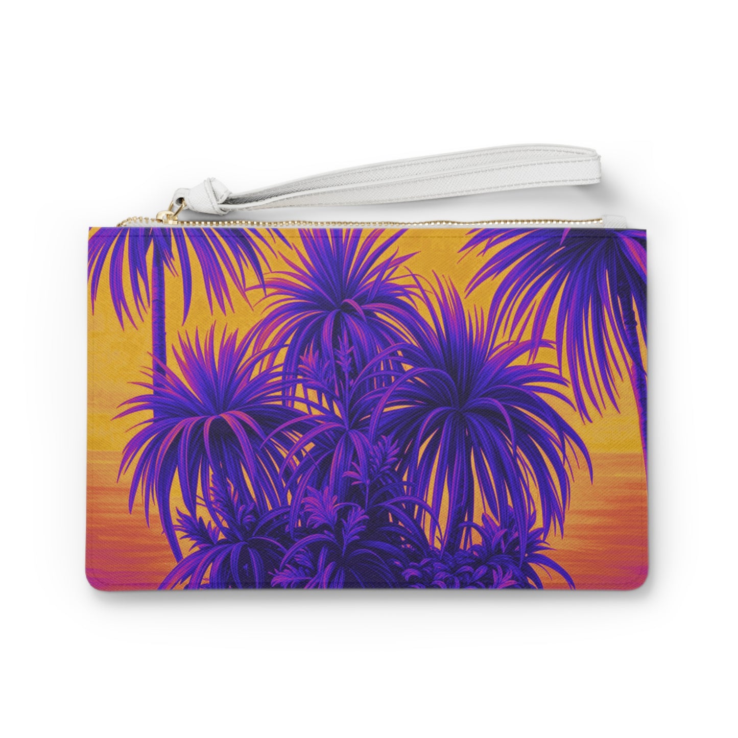 Tropical Faux Leather Clutch Bag - Perfect for Beach Adventures & Summer Vacations / Tiny Palm Island, Pop