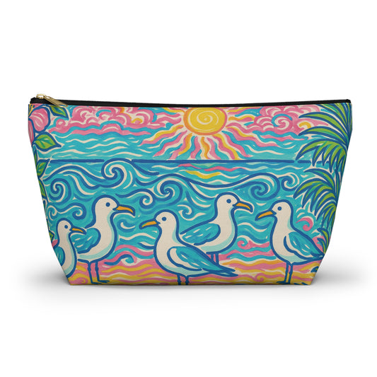 Tropical Accessory Pouch, 2 sizes | Makeup Bag | Perfect for Travel & Everyday Use / Beach Seagulls