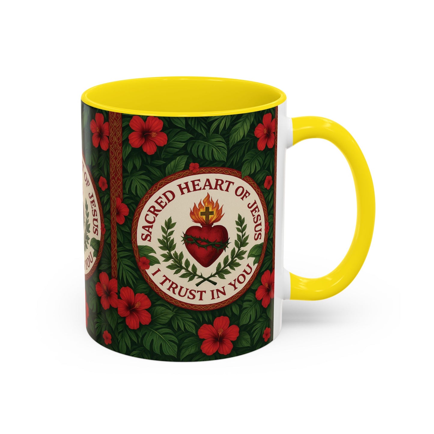 Religious Accent Color Coffee Mug (11, 15oz) / Sacred Heart of Jesus Prayer, Various Colors