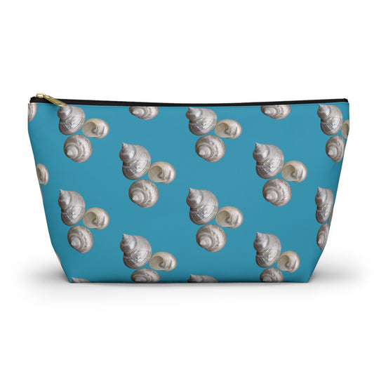 Tropical Accessory Pouch, 2 sizes | Makeup Bag | Perfect for Travel & Everyday Use / White Nautilus Trio, Turquoise