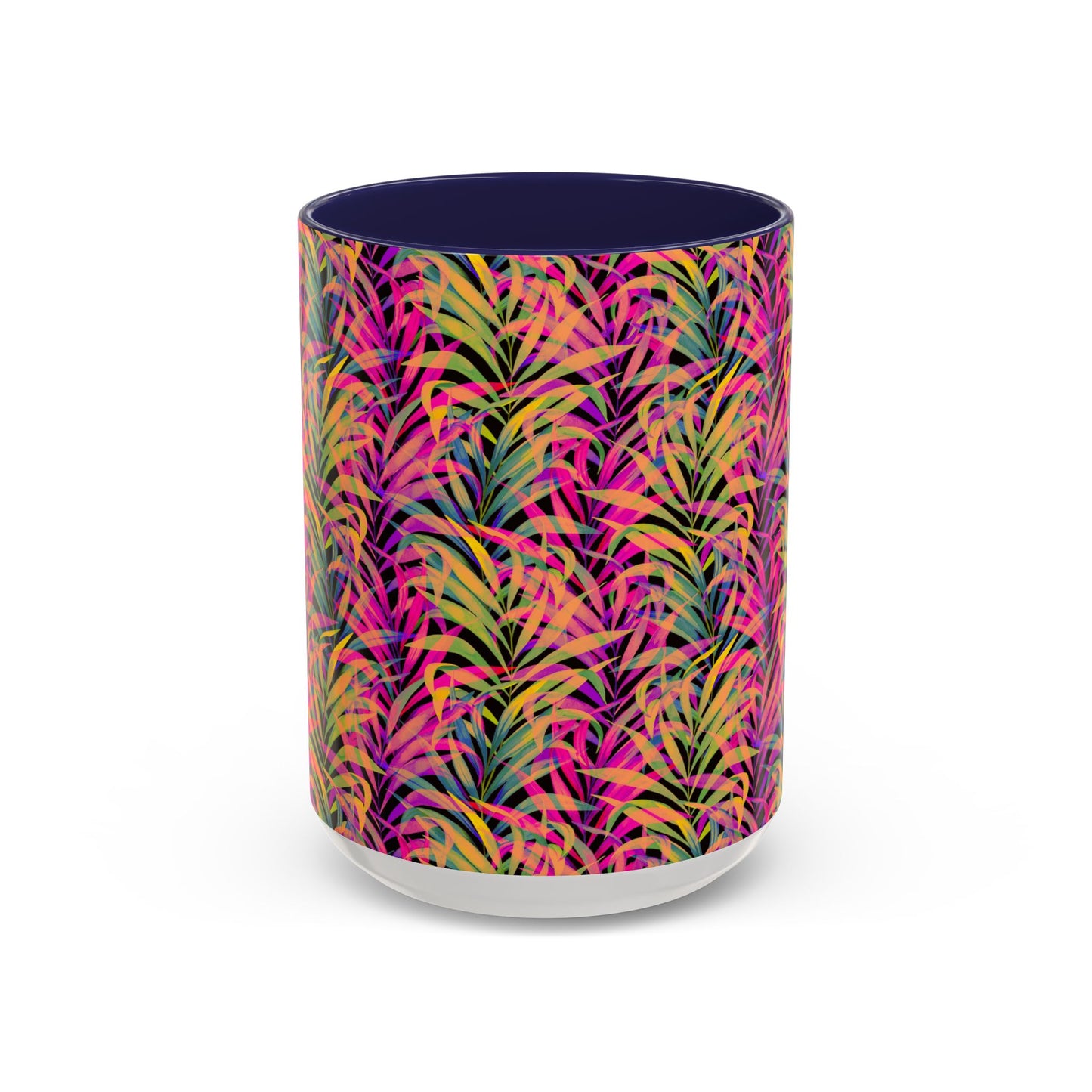 Accent Coffee Mug (11, 15oz), Rainbow Fronds / Various Colors