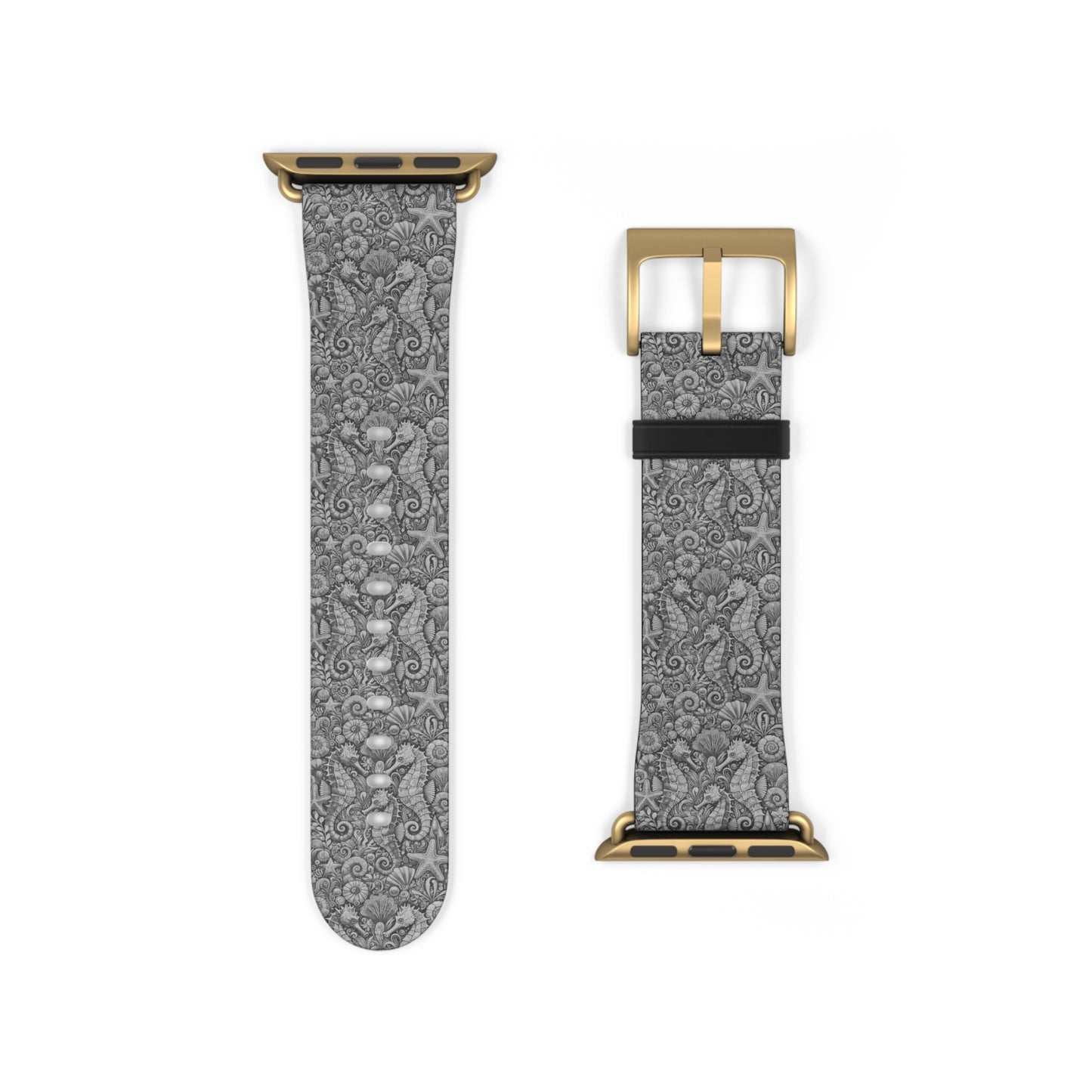 Apple Watch Band - Tropical Seahorse Trio, Noir