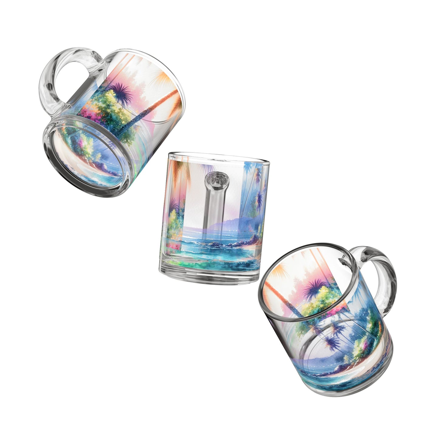 Tropical Glass Mug - 10oz Coffee Cup / Bay of Peace