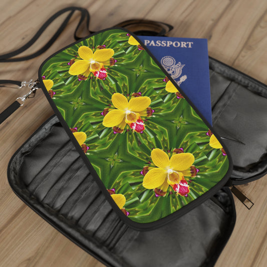 Passport Wallet - Yellow Orchid Kaleidoscope