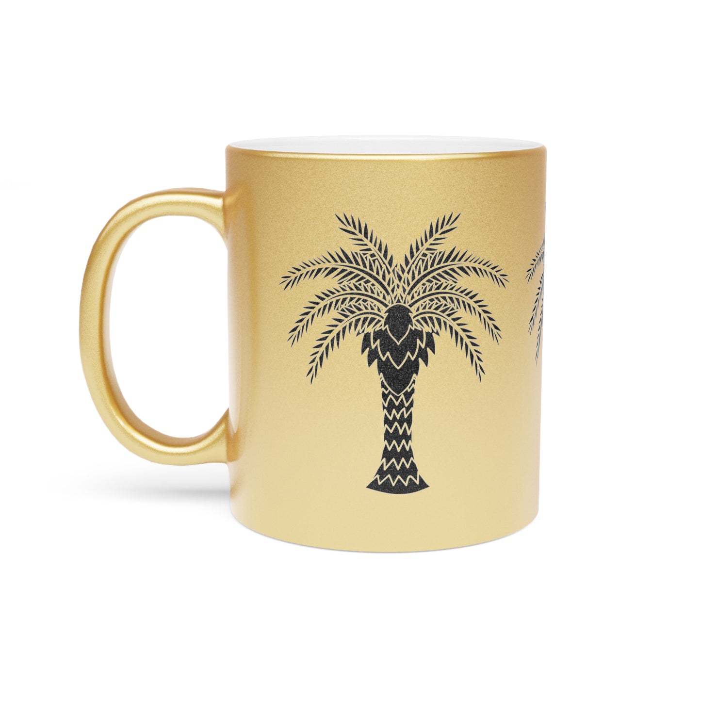 Tropical Metallic Mug, Gold or Silver - Art Deco Palm