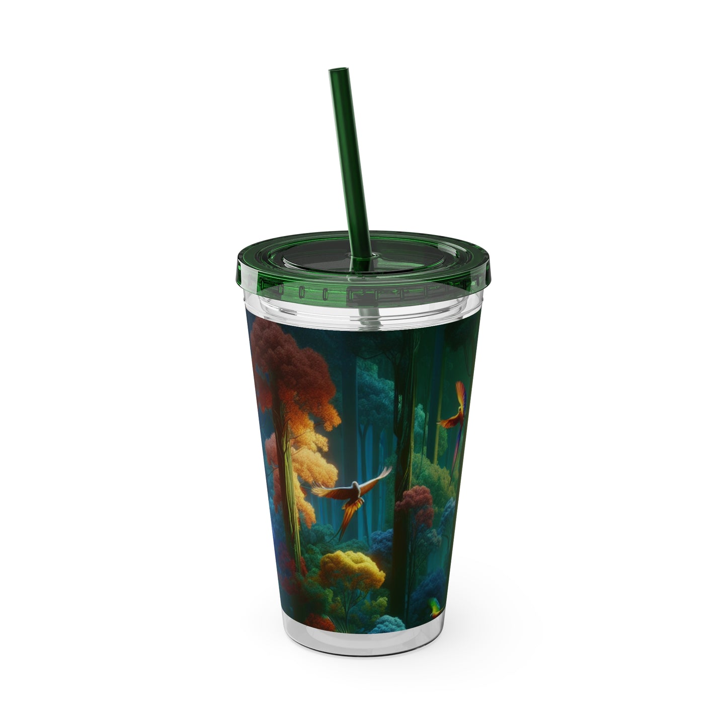 Tropical Tumbler with Straw | 16oz Colorful Travel Cup / Flight School