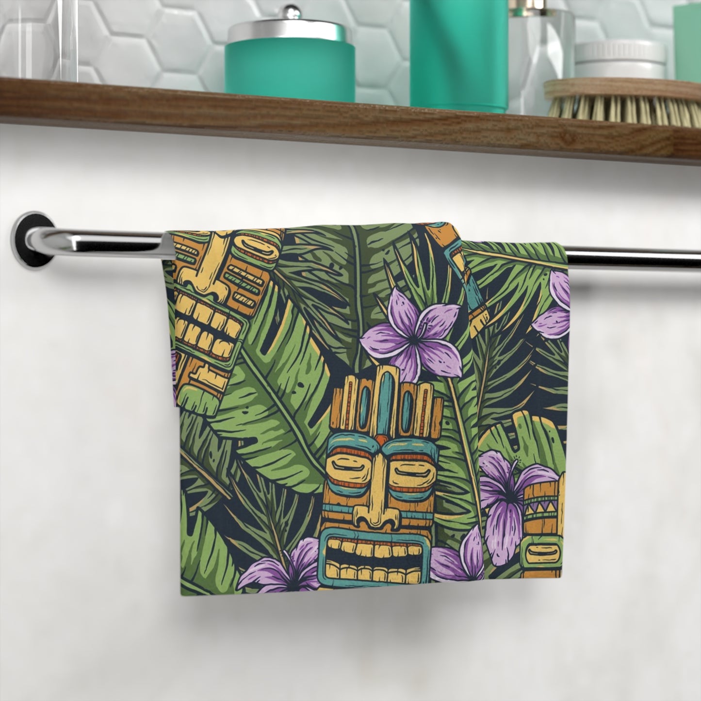 Face Towel - Tiki Purple Greenery MACRO