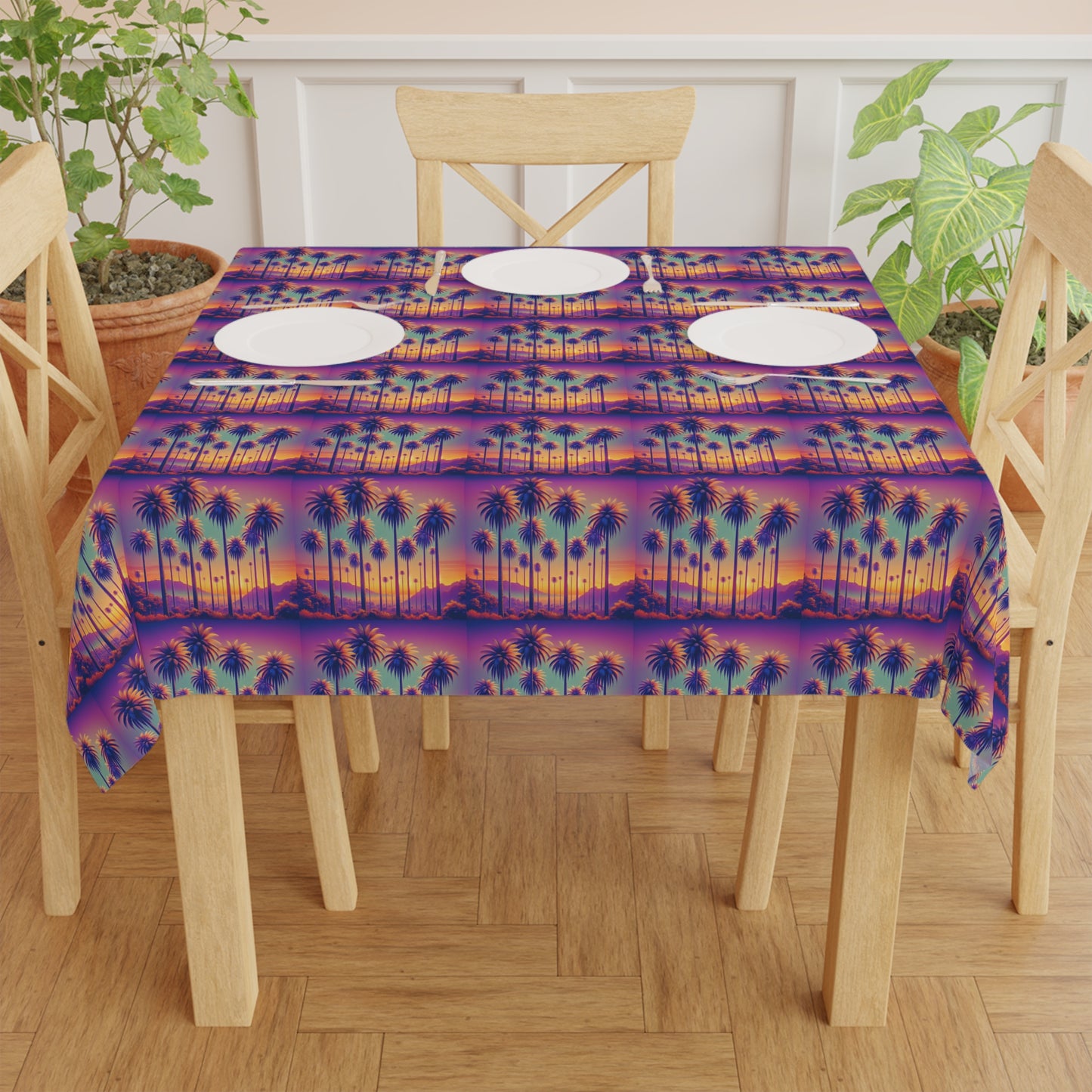 Sunset Palms Repeat / Square Tablecloth, 55" x 55"