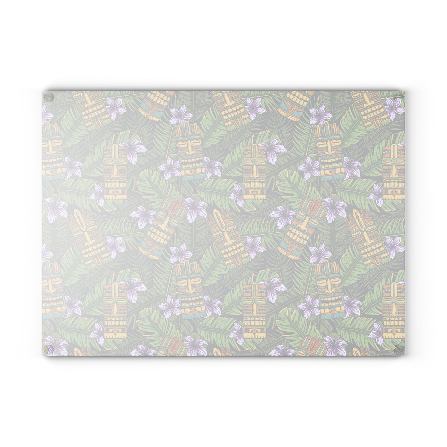 Glass Cutting Board, 2 sizes - Tiki Purple Greenery