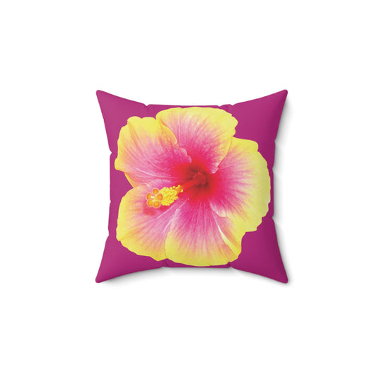 Decorative Pillow - Accent Cushion, 4 Sizes / Photo Yellow Hibiscus, Pink
