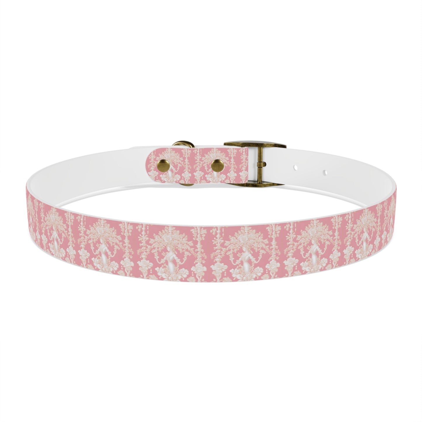 Dog Collar - Pearl Lady Toile, hibiscus pink