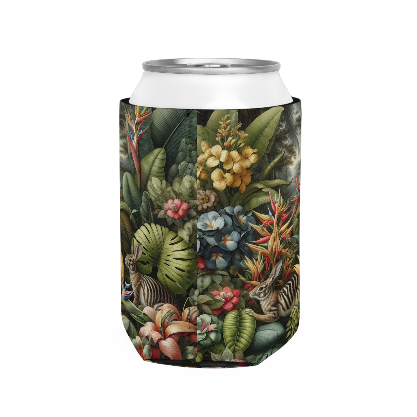 Rainforest Rabbit Outing Can Cooler Sleeve - Perfect for Outdoor Picnics