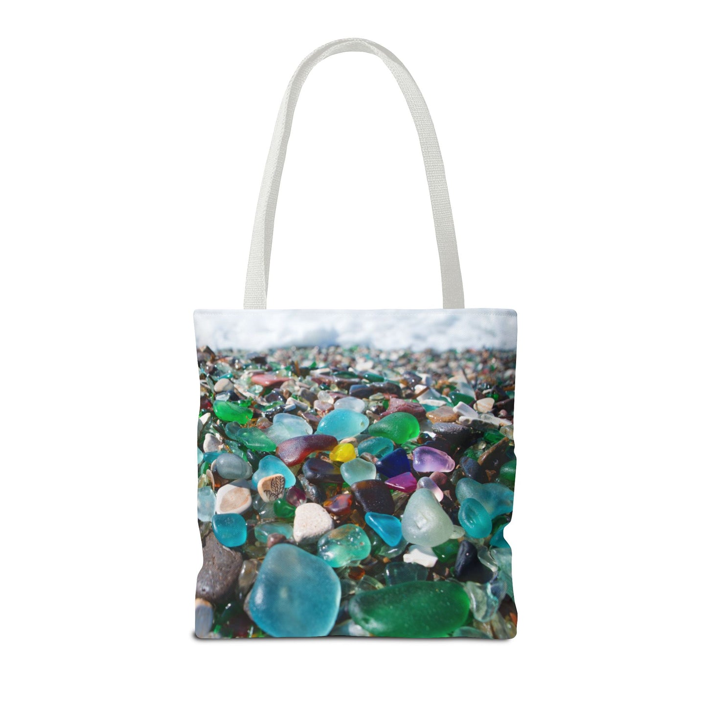 Beach Glass Tote Bag - Colorful Coastal Design, 3 Sizes