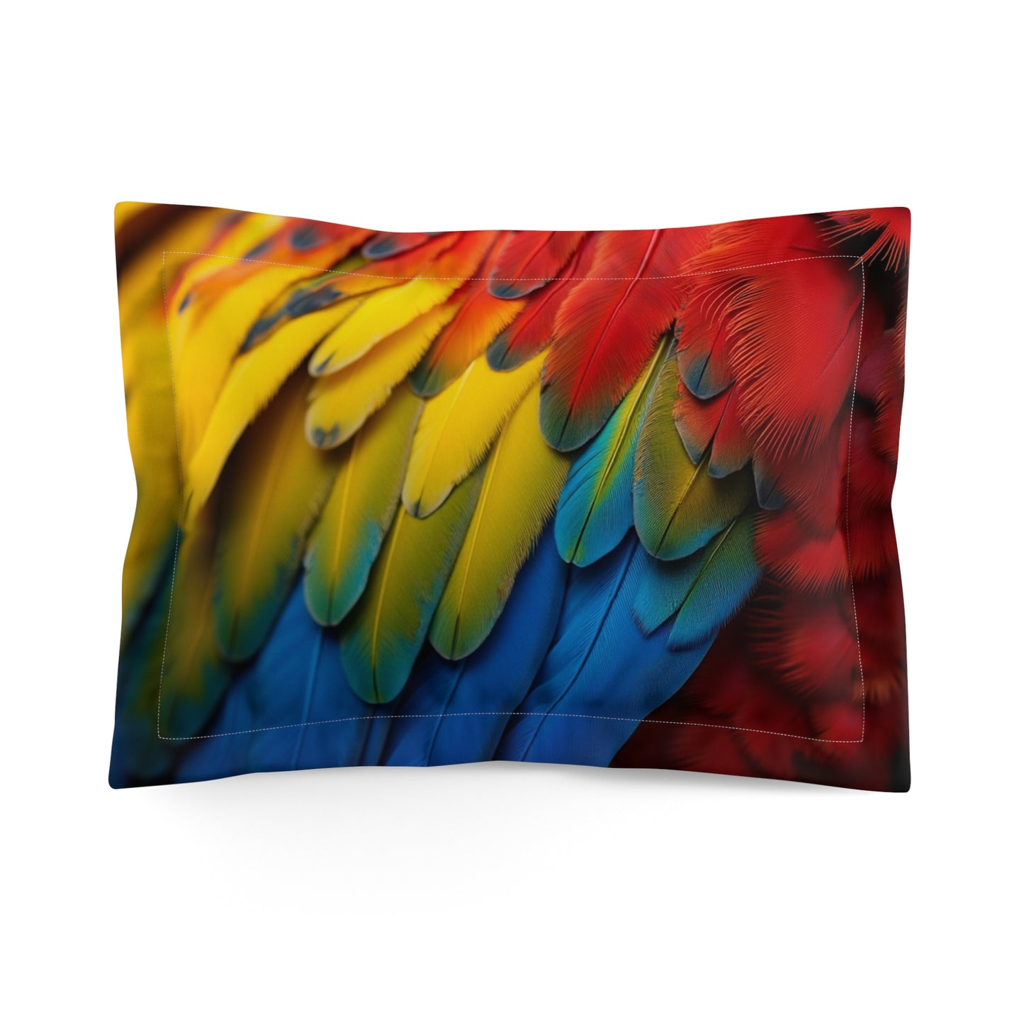 Microfiber Pillow Sham, 2 Sizes | Tropical Vibes for Relaxation / Macaw Feathers