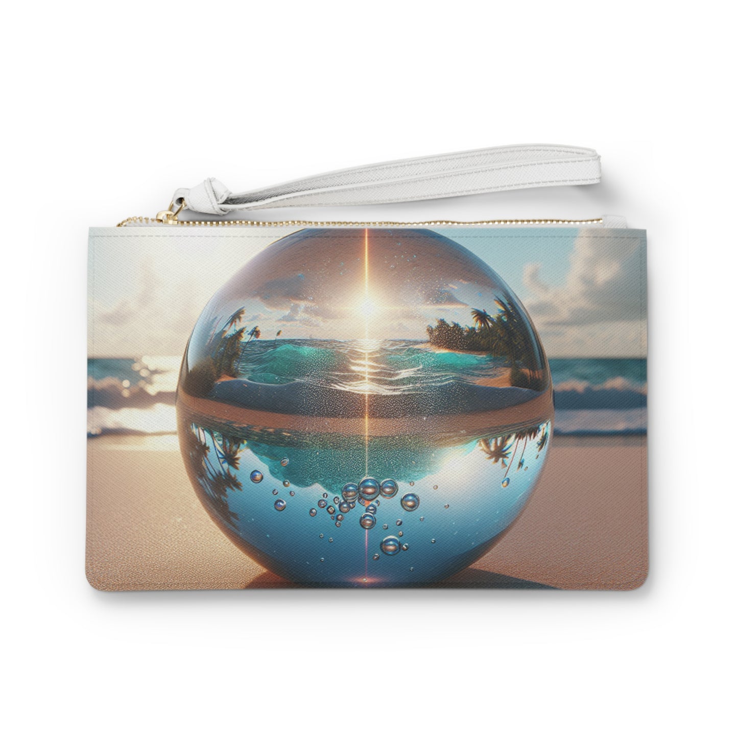 Tropical Faux Leather Clutch Bag - Perfect for Beach Adventures & Summer Vacations / Beach Illusion Ball