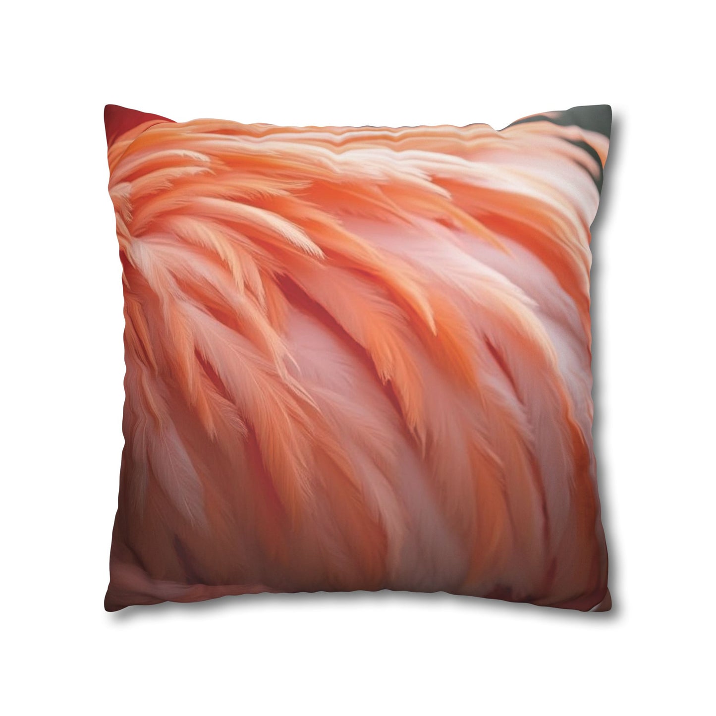 Faux Suede Square Pillowcase - Flamingo Feathers