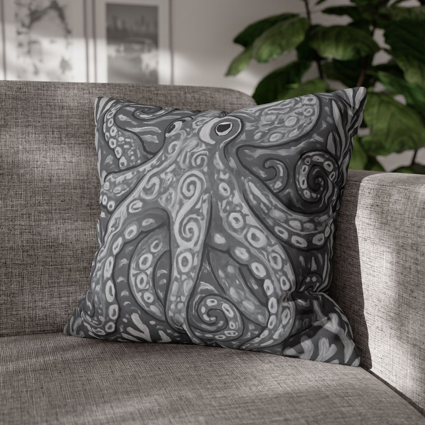 Faux Suede Square Pillowcase - Noir Kraken Joe