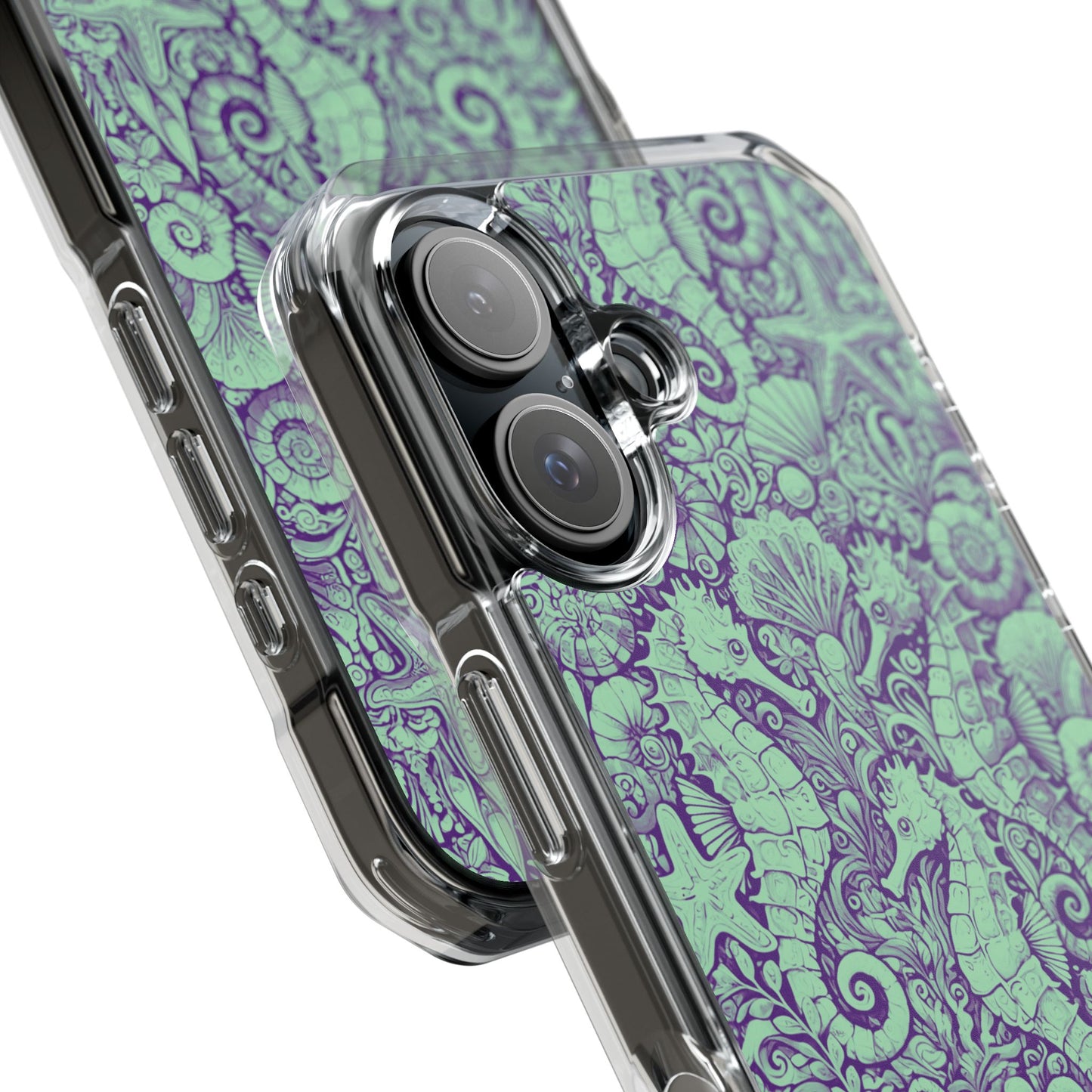 Seahorses/Minty Magnetic Clear Phone Case, Many Models