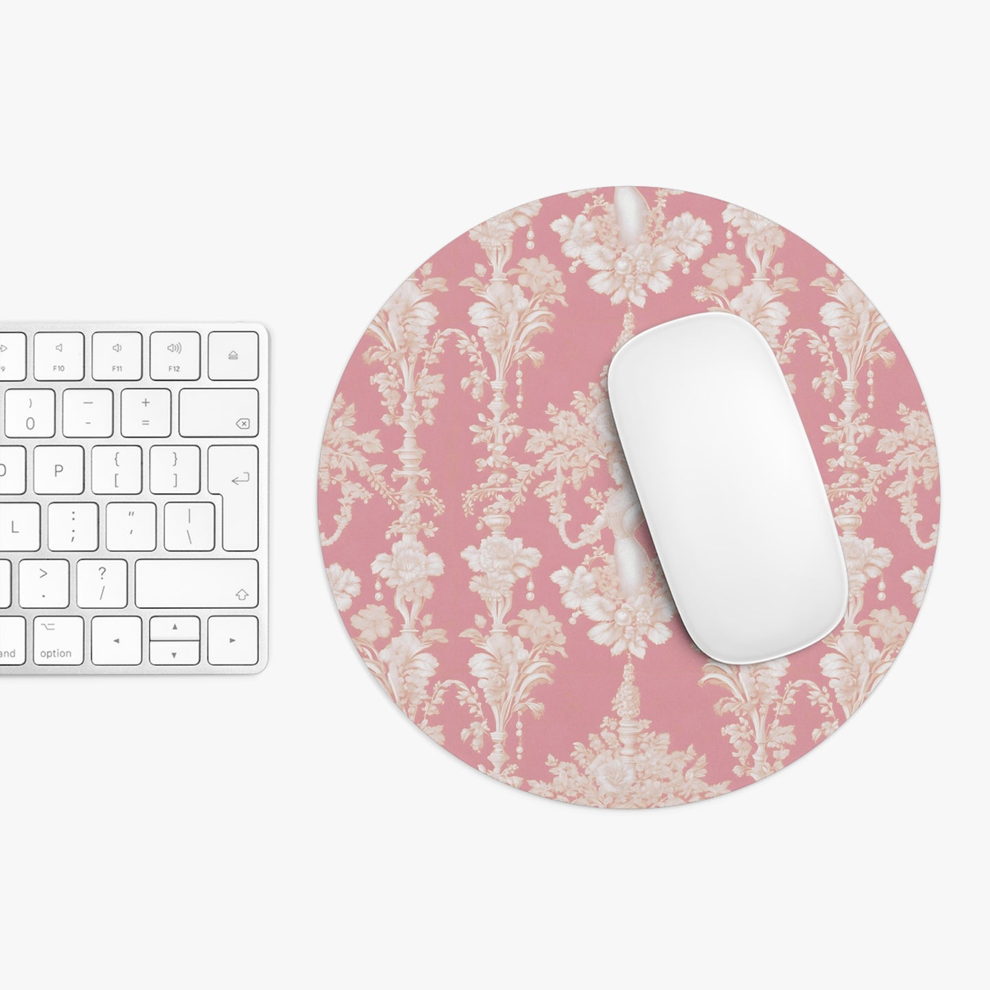 Tropical Mouse Pad, 2 Shapes - Beach Vibes for Home Office & Gamer / Pearl Lady Toile, Hibiscus Pink